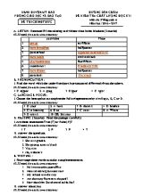 Đáp án đề kiểm tra chất lượng học kì I Tiếng anh lớp 6 - Năm học 2016-2017 - Phòng GD & ĐT huyện Mỹ Hào